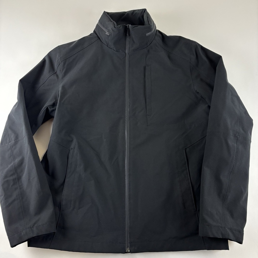 Pendleton SOLID‎ BLACK SPORTSMAN Zip Windbreaker Jacket Medium Hidden Hood